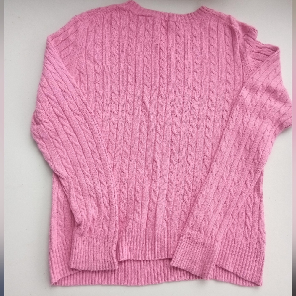 Hillard & Hanson Pink Cable-Knit Cashmere Blend Pullover Sweater, Size XL - Picture 9 of 10